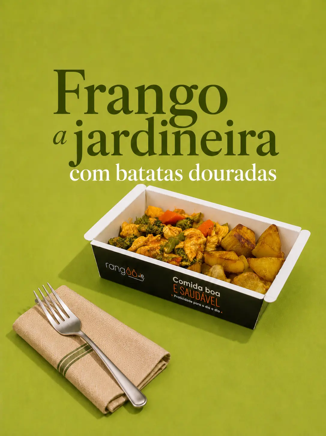 Frango à jardineira com batatas douradas