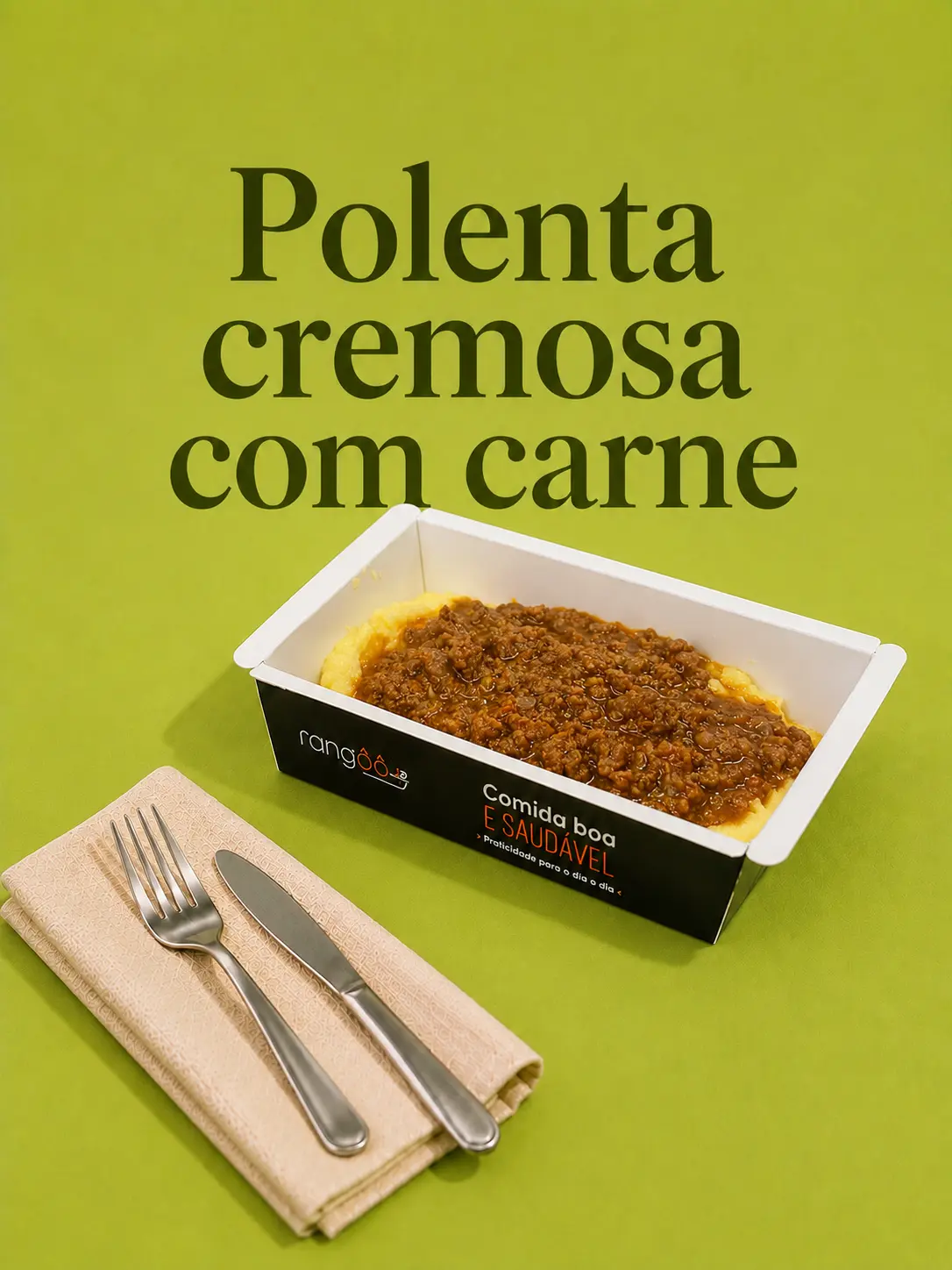 Polenta cremosa com carne